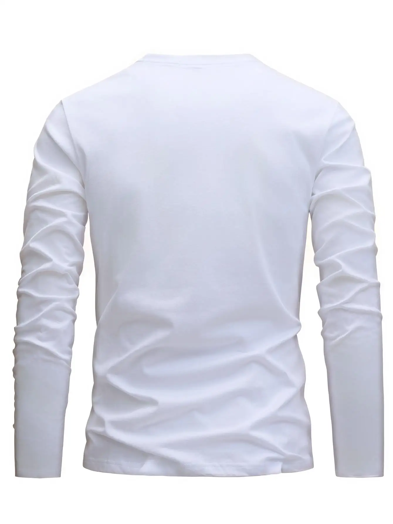 Men's 100% Pure Cotton Crew Neck Long Sleeve T-Shirt, Loose Fit, Fashion Pattern Print, Casual Versatile Top for Spring & Autumn view 2