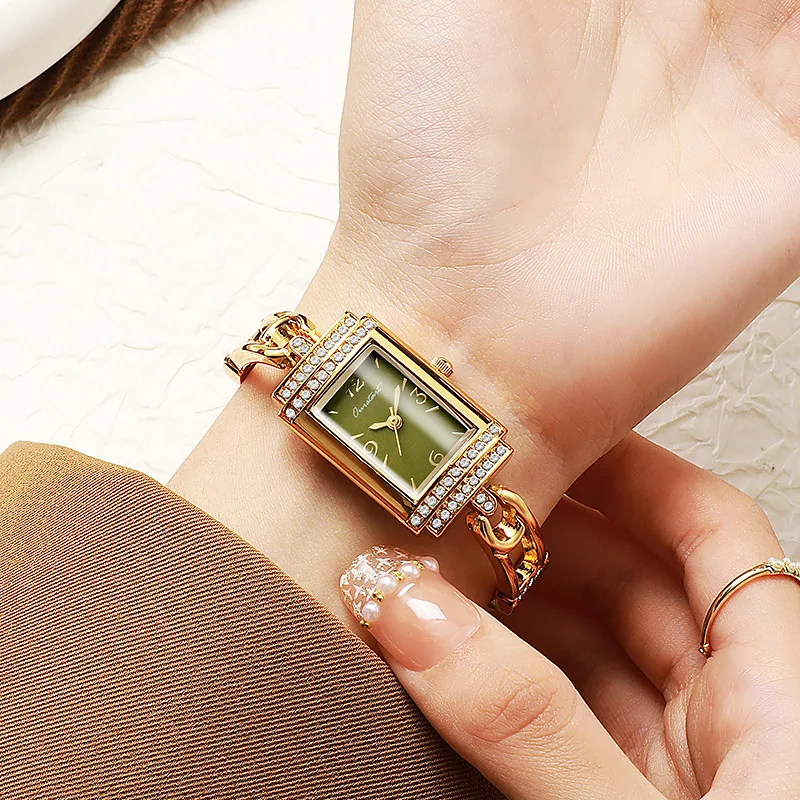 

Женские кварцевые часы с прямоугольным циферблатом и бриллиантами, элегантные часы-браслеты, роскошные подарки, часы Montre Femme, дропшиппинг, Reloj Mujer