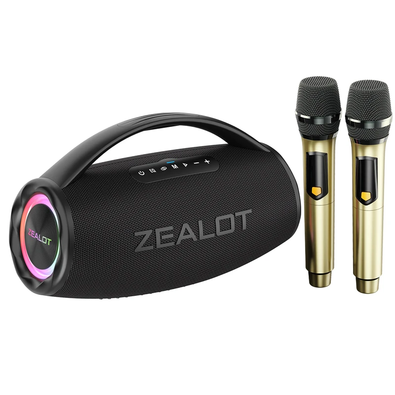 Zealot-S97 マイク付きポータブルBluetoothスピーカー 80W、重低音
