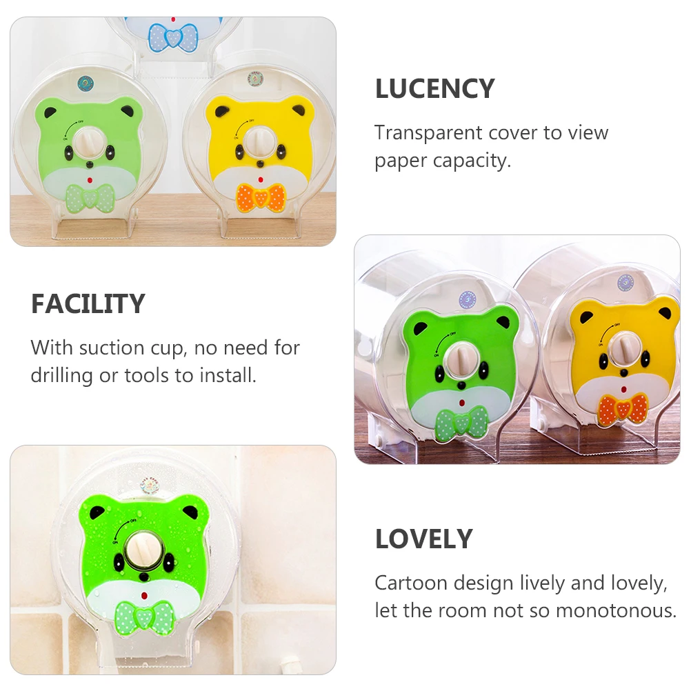 

Держатель для салфеток на присоске, пластиковый мультяшный дизайн, полка для ванной комнаты, многоразовый держатель для бумажных полотенец, прозрачная крышка без дрели