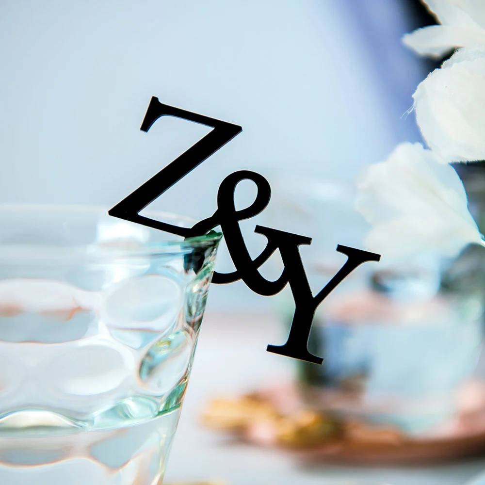 

Custom Personalized Acrylic Logo, Initial Wedding Tag,Drink Glass Pendant,Cocktail Champagne Trinkets, Custom D0218