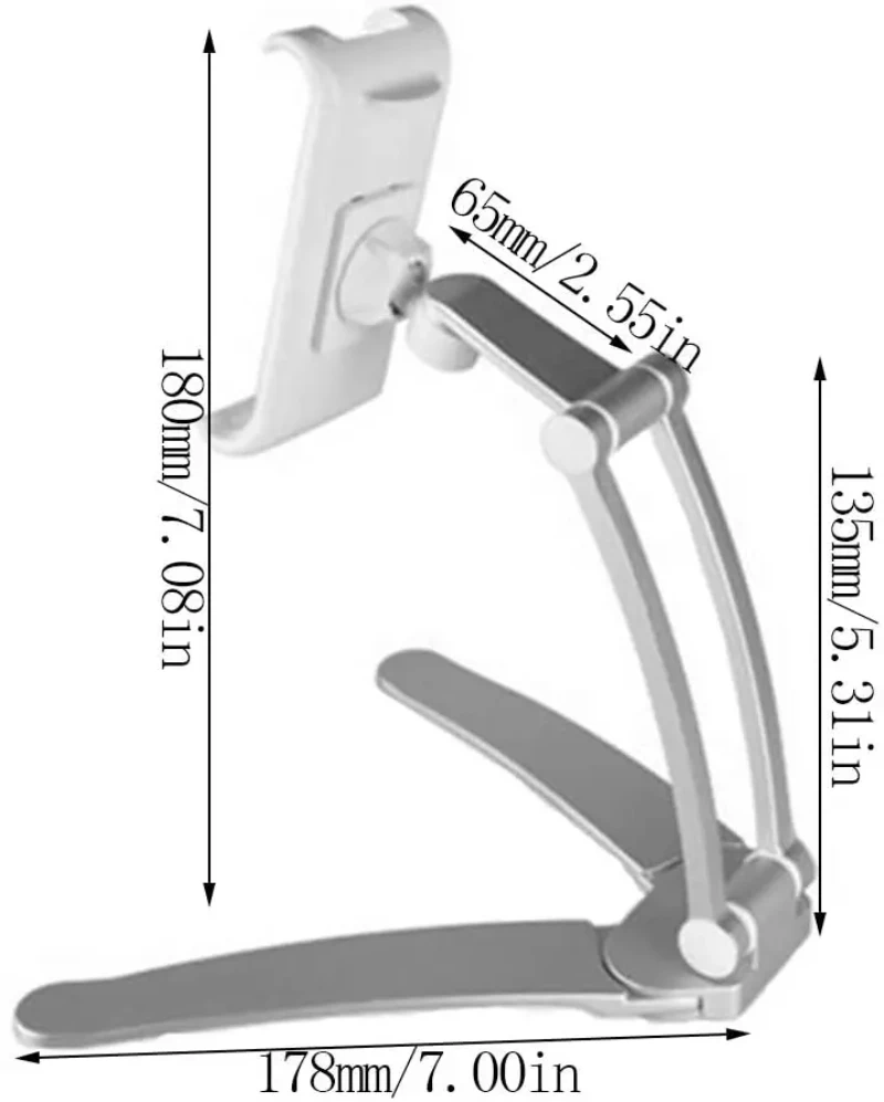 Kitchen Cabinet Tablet Holder 2 in 1 Wall Mount Desktop Stand with Aluminum Alloy Metal Adjustable Multiangle Foldable Universal
