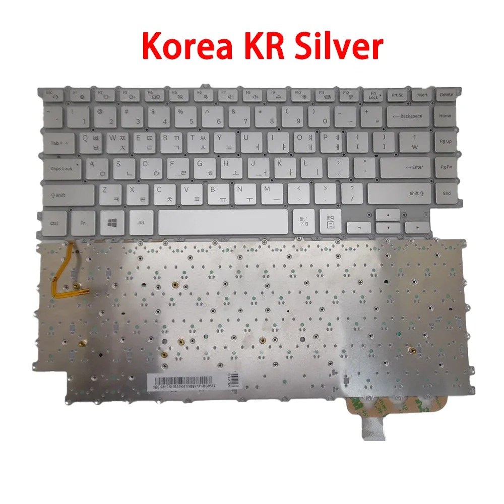 

Клавиатура для ноутбука Samsung NP900X5N 900X5N 900X5U Корея KR BA59-04209B BA59-04179B HMB8153GSA с подсветкой серебристо-белая новая