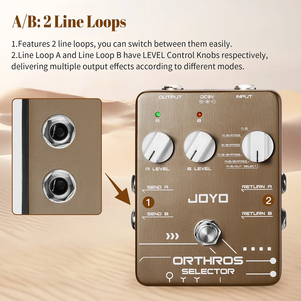 JOYO JF-24 ORTHROS SELECTOR Line Selector Guitar Pedal A/B 2 Line Loops Independent Control Connect Different Effects Pedals