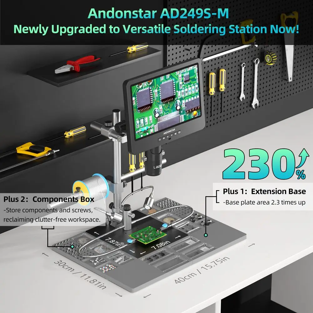 Andonstar 2024 New Trinocular 2000X UHD 2160P HDMI/USB Digital Microscope AD249SM-Plus for PCB/SMD Soldering for Phone Repair