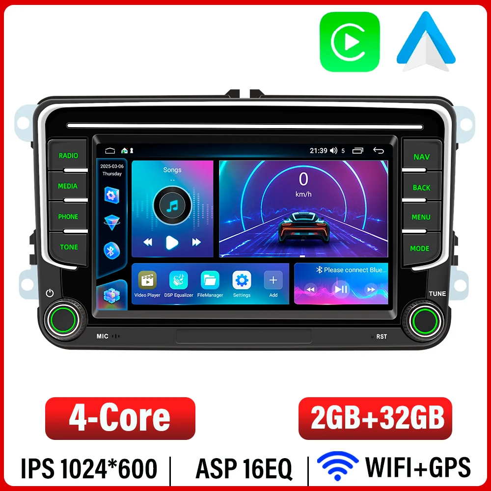 BQCC 7 ''Android 13 Octa Core Auto Speler Voor Volkswagen VW CC Passat B7 Polo Golf 5 6 Jetta uy5 uy6 Carplay Mirrorlink WIFI GPS
