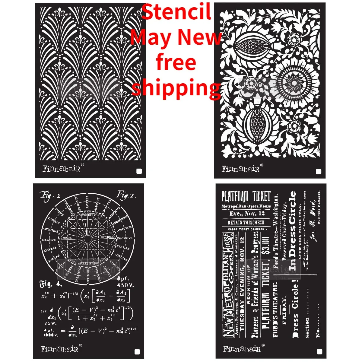 Folk florais Finnabair Artesanato Stencil Template, Cartão DIY, Scrapbook Diário Decoração, Art Deco, Novo, 2023