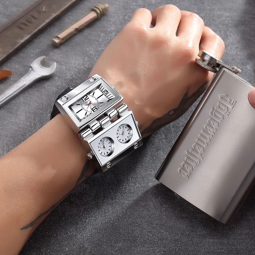 

Oulm HP9525 мужские кожаные ремешки военные кварцевые часы мужской складной большой размер модные уличные наручные часы уникальный дизайн спортивные часы