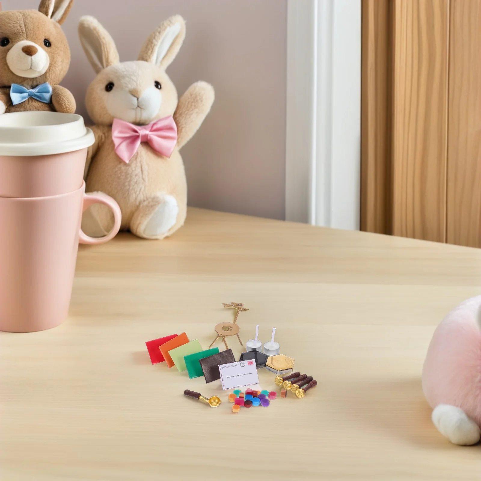 

1Set Miniature Wax Seal Stamp Set Simulation Christmas Theme Sealing Wax Warmer for Handcrafted DIY Cards Dollhouse Decor