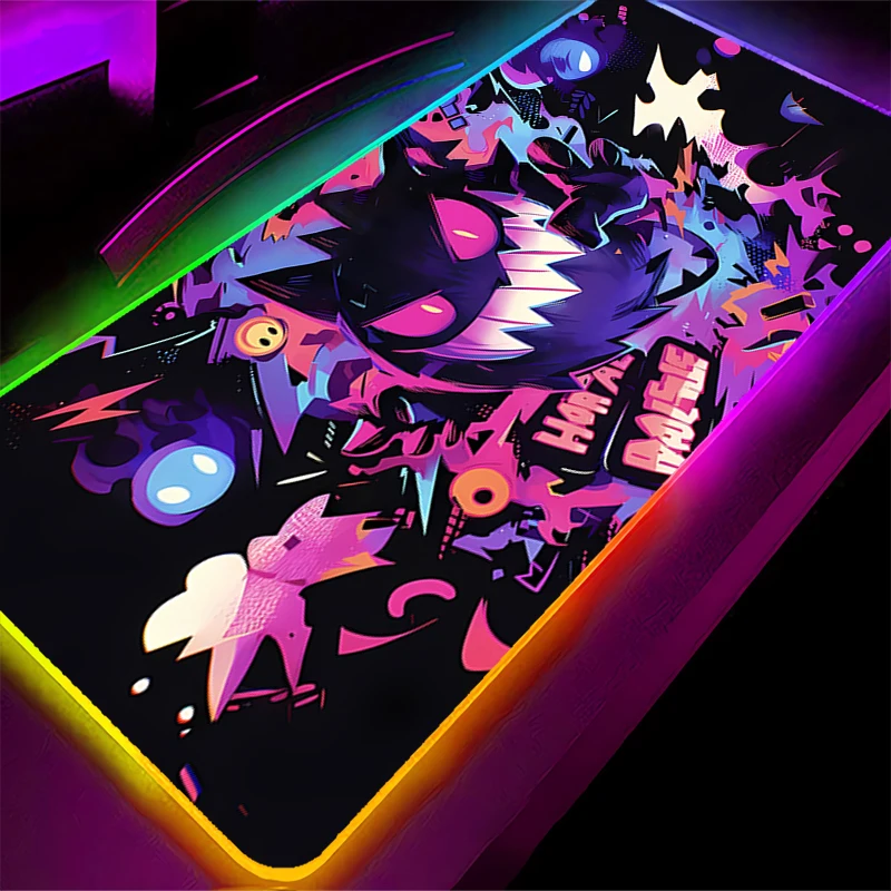 

RGB Mouse Pad 90x40cm Pokemon Gengar Gamers Large Computer Extended Game LED Mousepad Desk Mat Keyboard Rubber Backlight Carpet