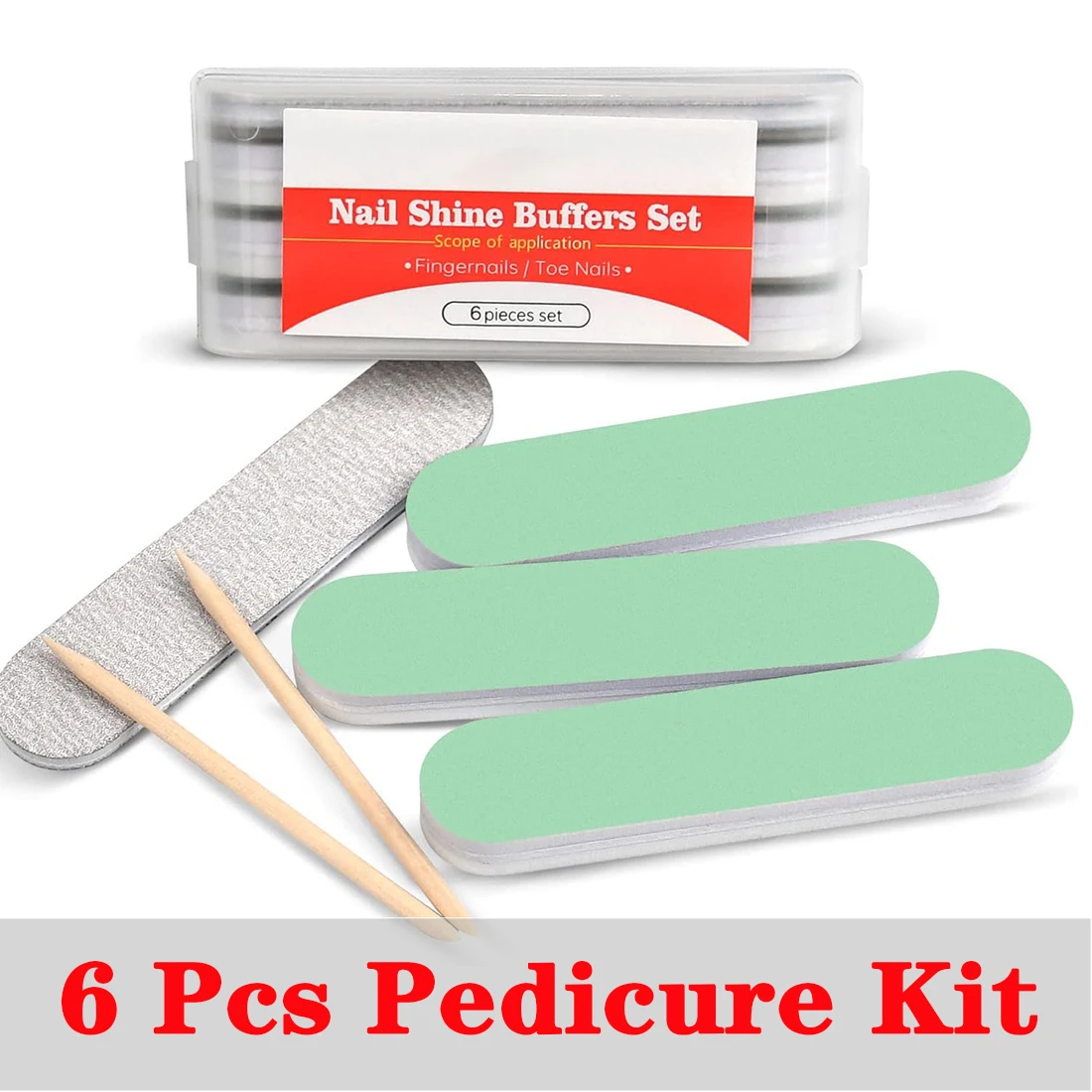 

6PCS Disposable Pedicure Kit Polishing Buffer and Grinding File and Wood Stick Manicure Nail Set