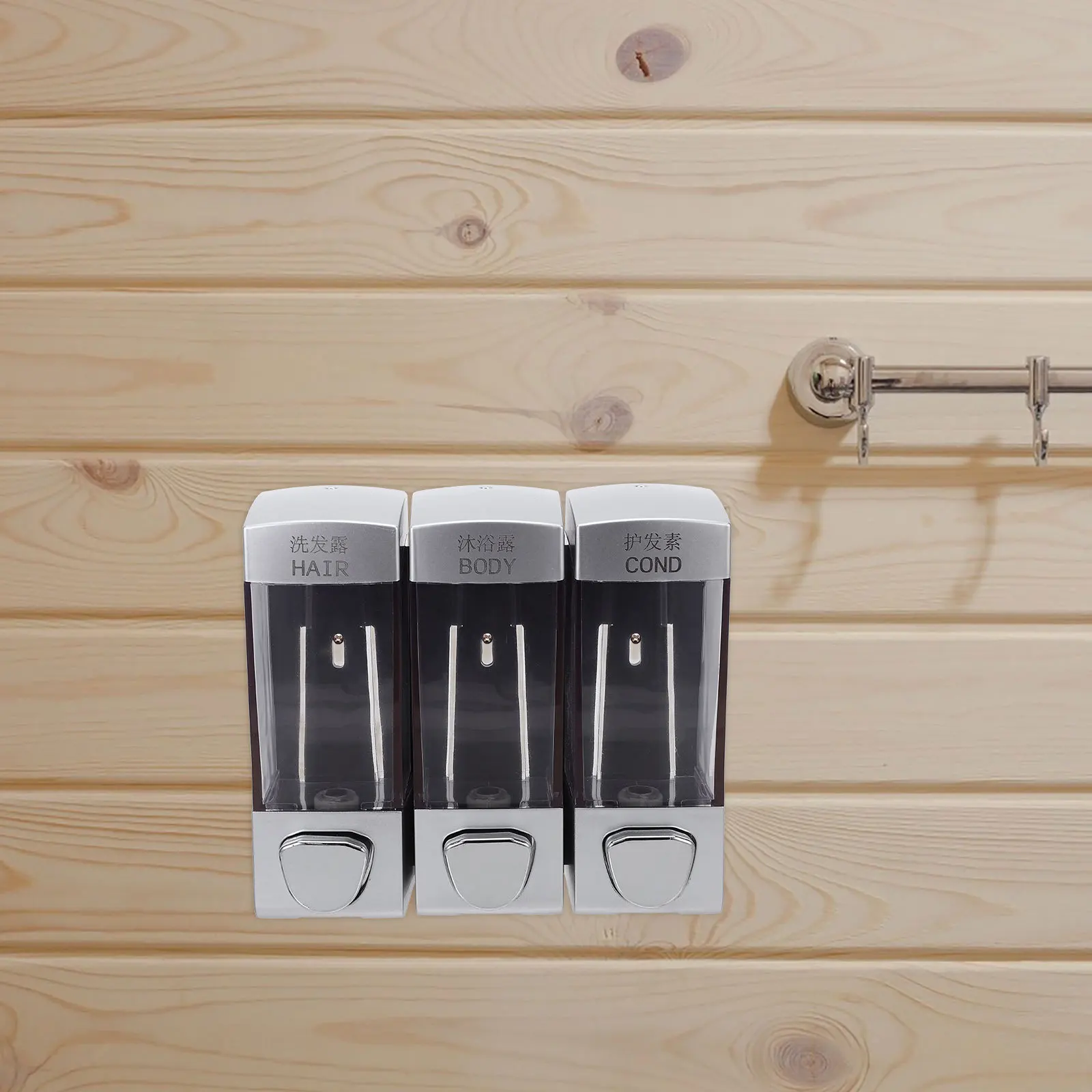 

Triple Outlet Wall Mounted Soap Dispenser for Shampoo Lotion and Shower Gel Easy Install Bathroom Kitchen Hotel Use Pump