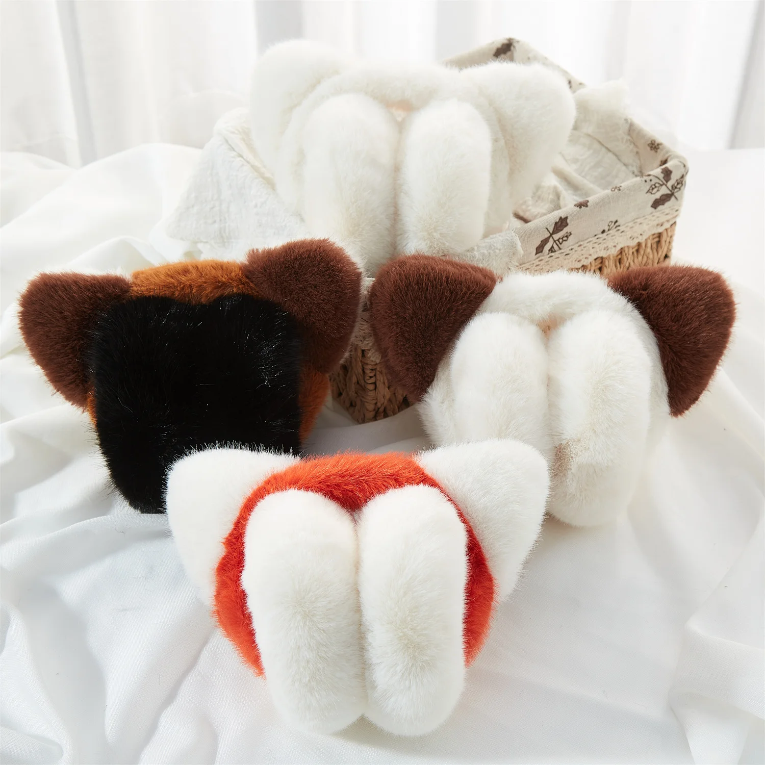 Fox Shape Earmuffs น่ารักสวนสัตว์การ์ตูน topia สัตว์เดียวกันนวัตกรรมสองด้านสีแดงและสีขาวหูผู้หญิง Earmuffs คอสเพลย์ปาร์ตี้