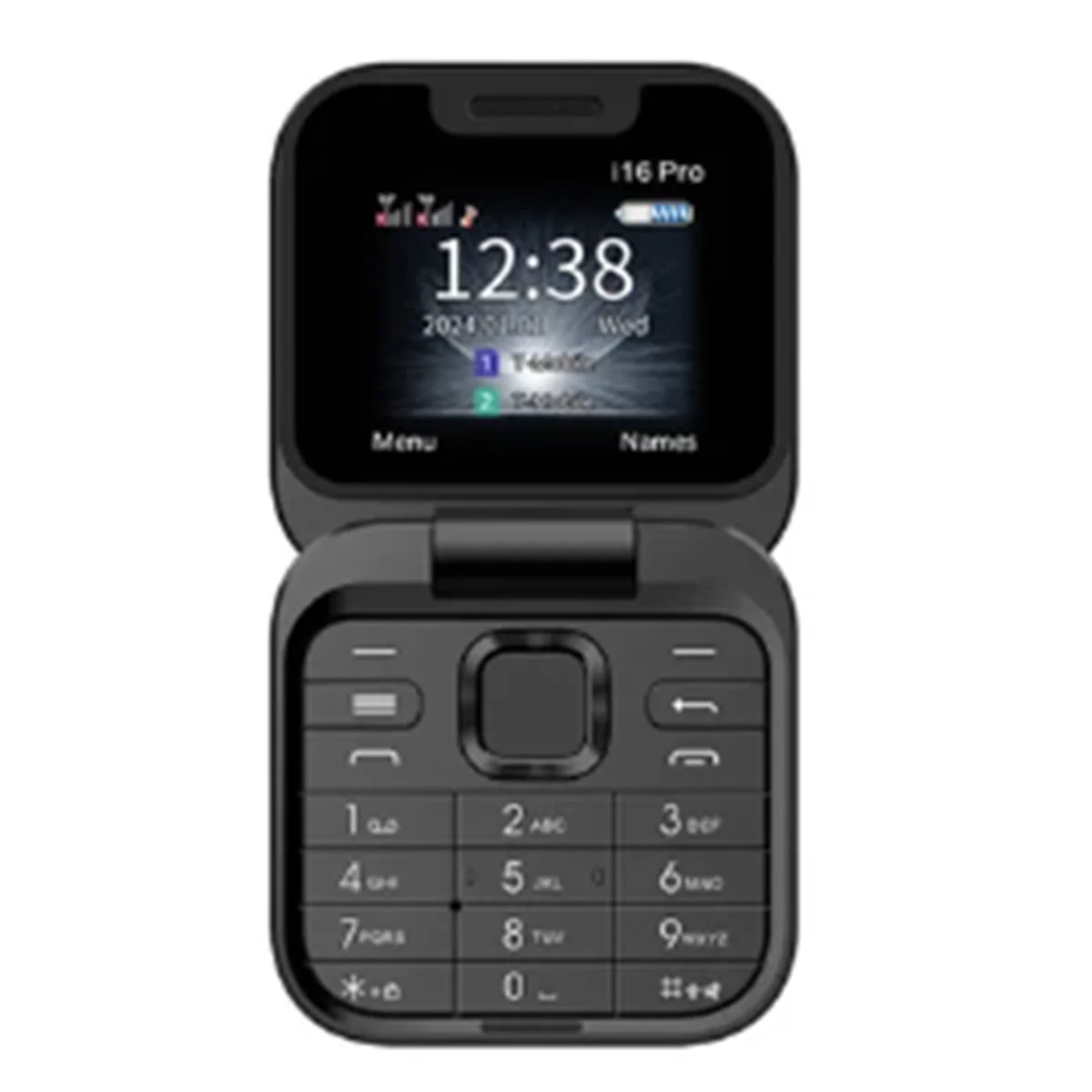 

Mini Flip Mobile Phone FM Radio Voice Blacklist Speed Dial Vibration 2SIM Card Small Display Foldable Phone(Black)