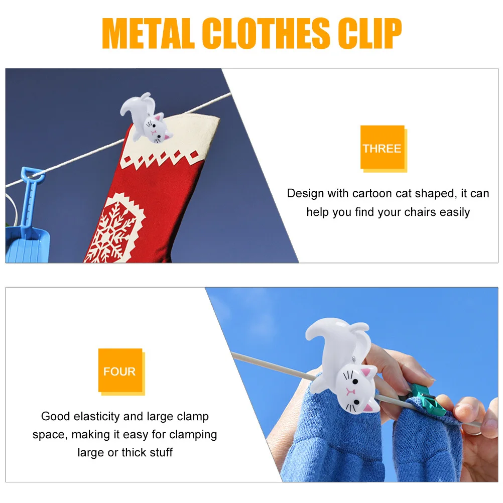 

6pcs Multifunctional Underwear Clips Cat Shape Clothes Pegs Iron Home Laundry Drying Sock Quilt Windproof Non-Slip Strong Grip