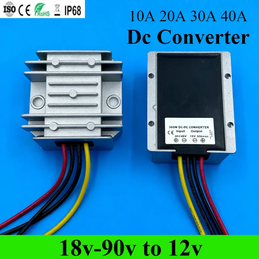 

DC DC Converter 24V 36V 48V 60V 72V 18-90V to 12V 10A 20A 30A 40A Step Down Voltage Regulator Transformer Car Power Supply CE