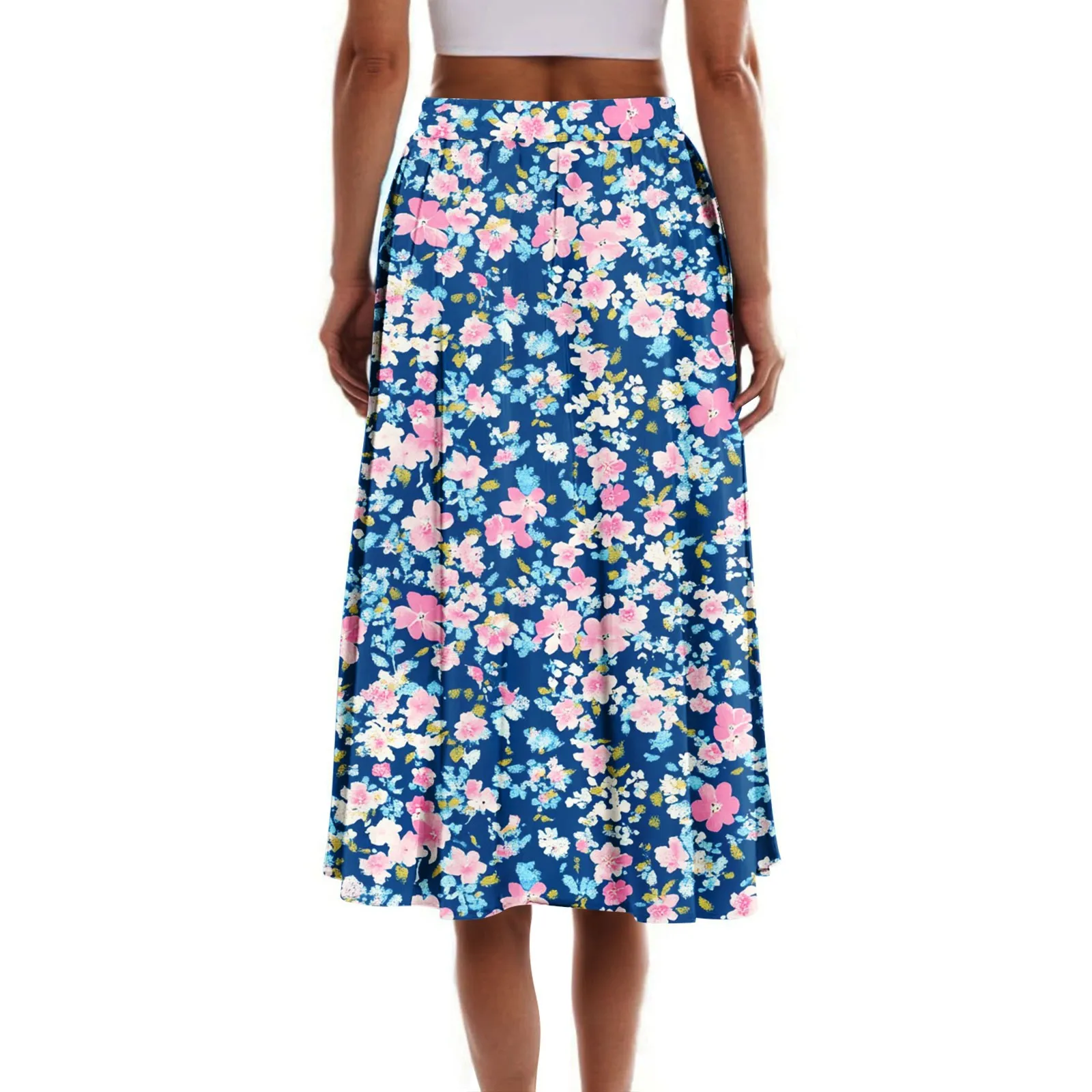 

Solid Color Clothing Ladies New Women'S Skirt Bohemian Skirt Floral Print Casual Temperament Pocket Long Skirt Women Faldas