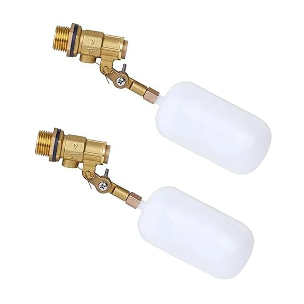 2pcs 1/2 Inch Brass Plastic Float Valve Adjustable Arm Auto Shut Off Water Filling For Pond Livestock Tank Plumbing Fixture