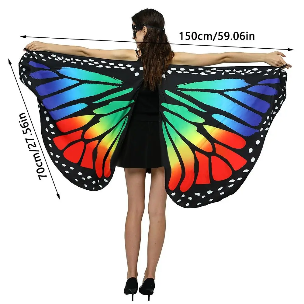 Women\'s Butterfly Wings Polyester Butterfly Cape for Stage Dress-up Shawl Cloak Fancy Dress Costume Cosplay Accessory Rave Dress