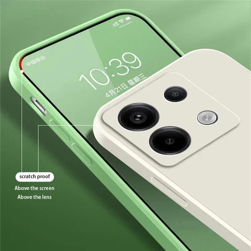 Square Liquid Silicone Case for Xiaomi Redmi Note 13 Pro 5g Full Protection Soft Phone Cover Note 13Pro POCO X6 Fundas
