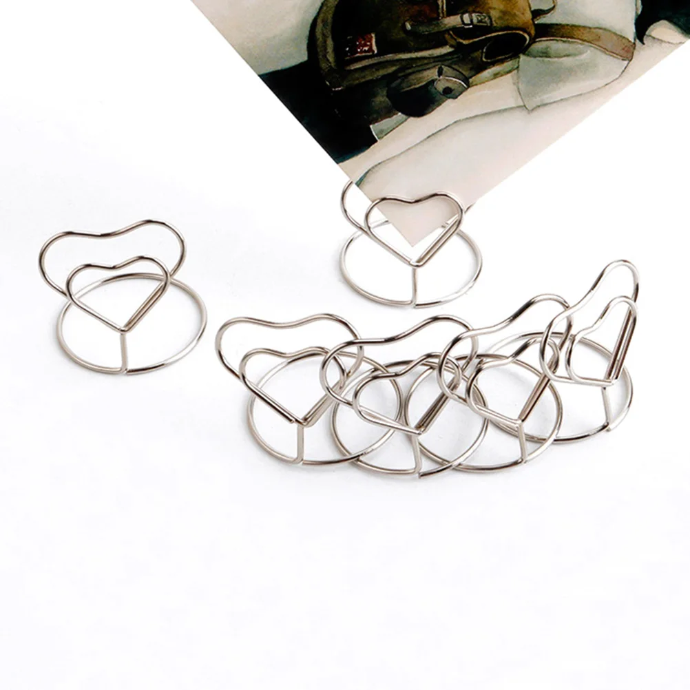 

24 Pcs Business Card Holder Table Number Holders Photo Frame Heart Shape Clips Paper