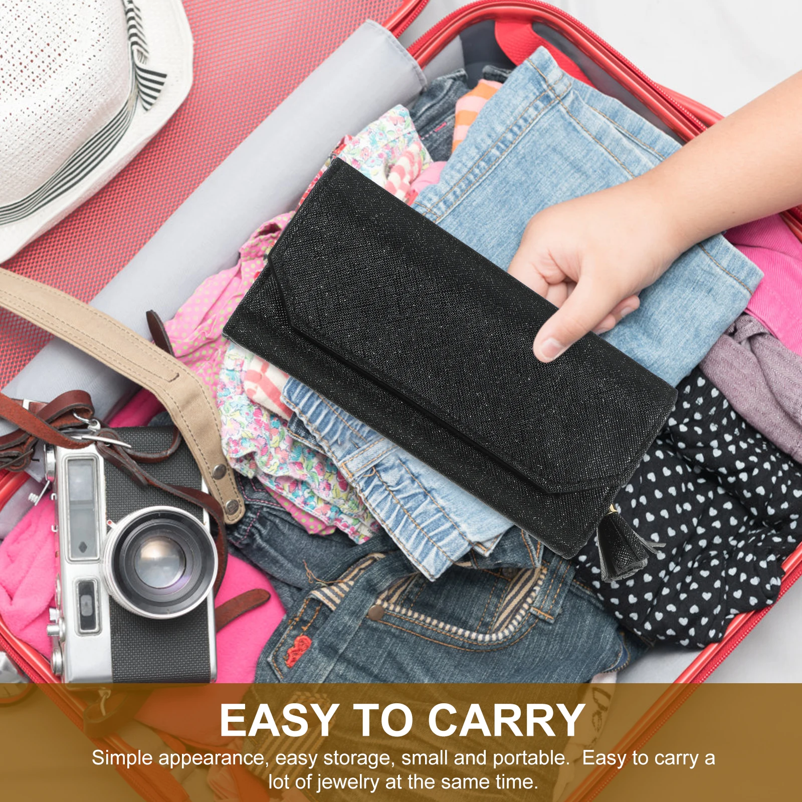 

1PC Foldable Jewelry Storage Bag Portable PU ganizer Pouch Travel Holder Compact Lightweight for Accessories