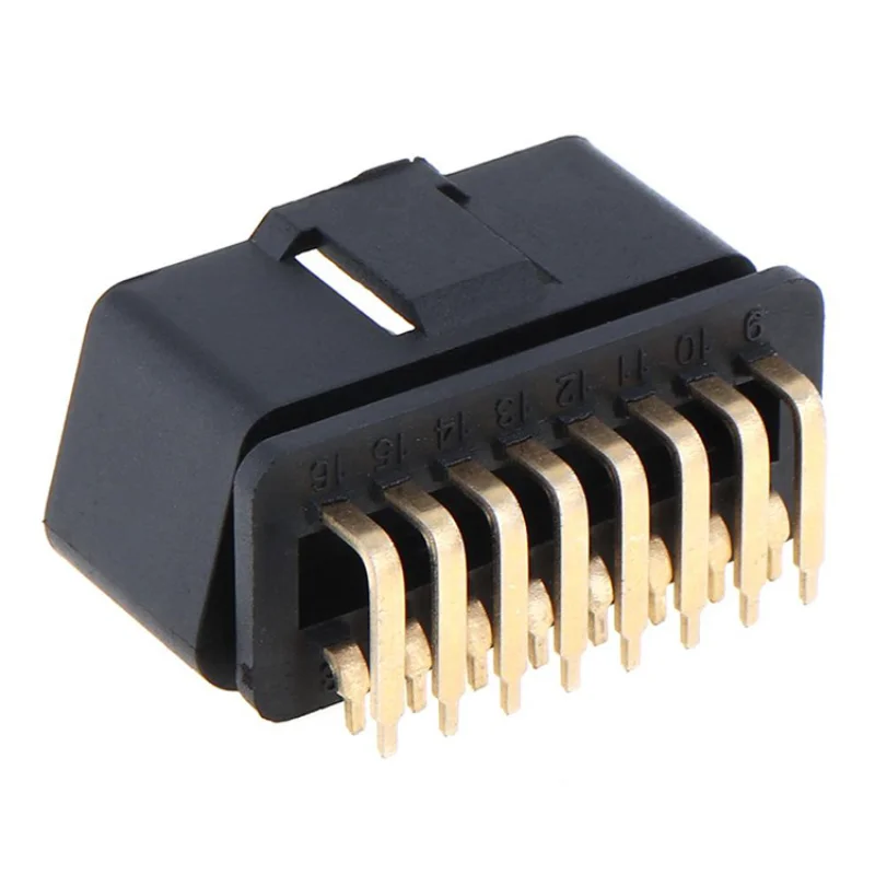 OBD2 16pin Male, Gold-plated Connector 90 Degrees Right Elbow OBD Plug, Car Truck Interface