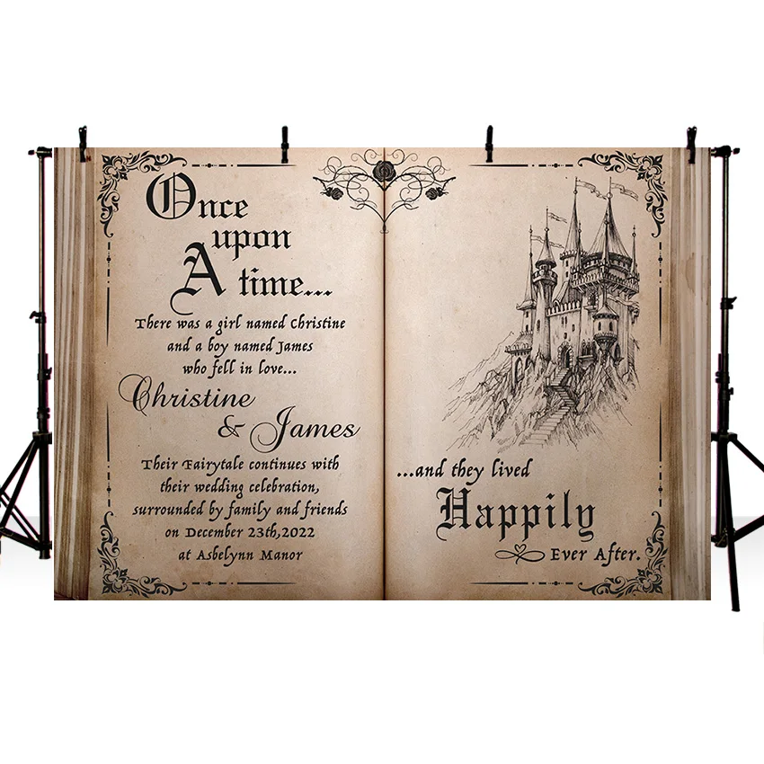 Mehofond Photography Background Fairytale Book Castle Storybook Wedding Engagement Bridal Shower Party Decor Backdrop Photo Stud