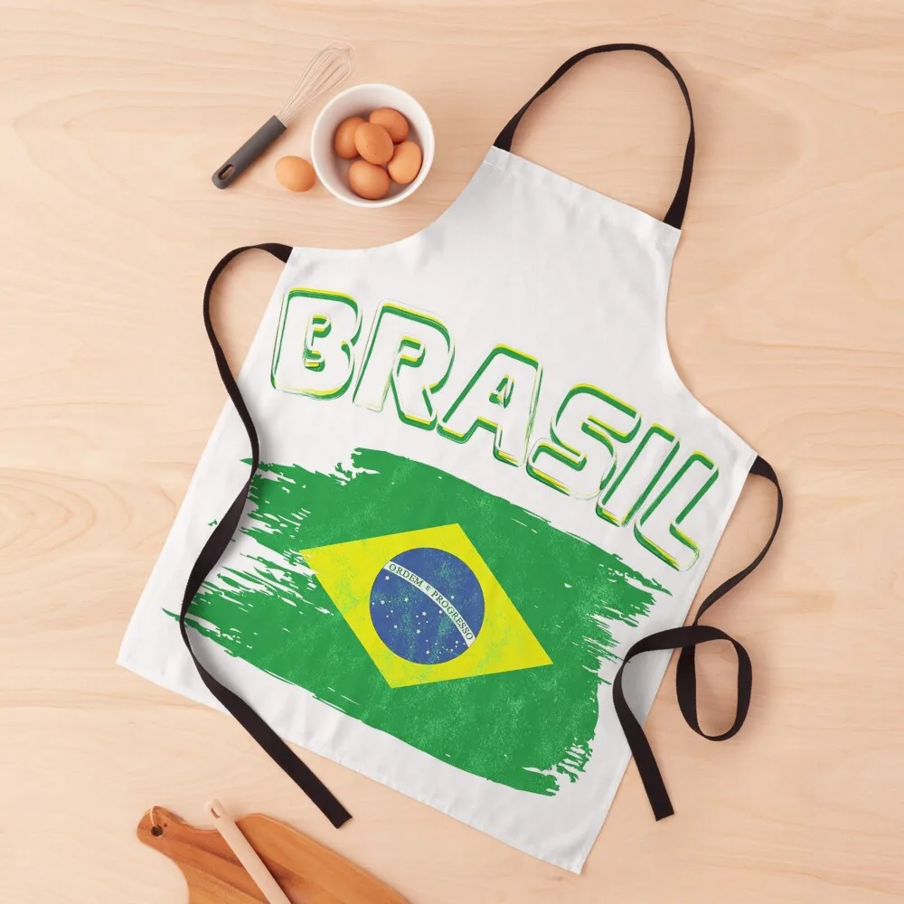 Brazil Flag Vintage Reto Grungy Effect Apron Kitchen Apron For Men Aprons For Man