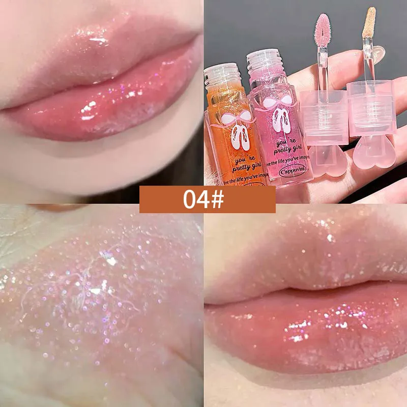 Cappuvini 3PCS Gradient Lip Oil Set Lip Gloss Mirror Watershine Fine Shine Brightening Waterproof Lasting Lipstick Lip Makeup