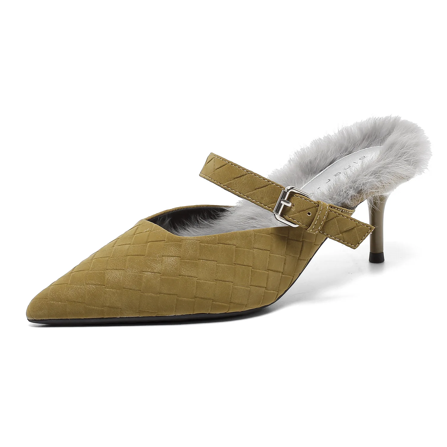 

Bloomsteps High Heel Slippers for Women, Thin Heel, 2026 New Style Closed Toe Outdoor Wear Half Slippers Furry Shoes Pointed Toe