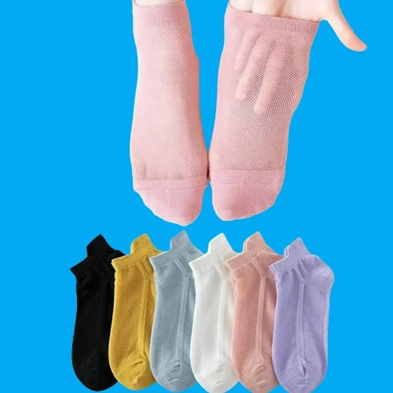 6/12 Pairs Cotton Deodorant Sweat-absorbent Breathable White Black Summer Mesh Shallow Mouth Spring and Summer 2024 Thin Socks