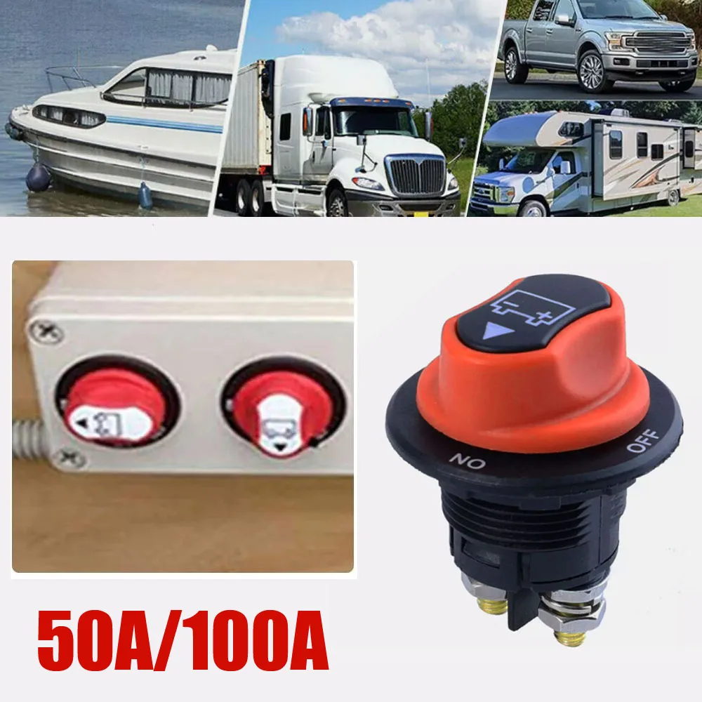 

Car Battery Knob Switch 12v 50/100A Battery Disconnect Switch Knob Car Knob Isolator Cut Off Circuit Breaker Auto Accessories