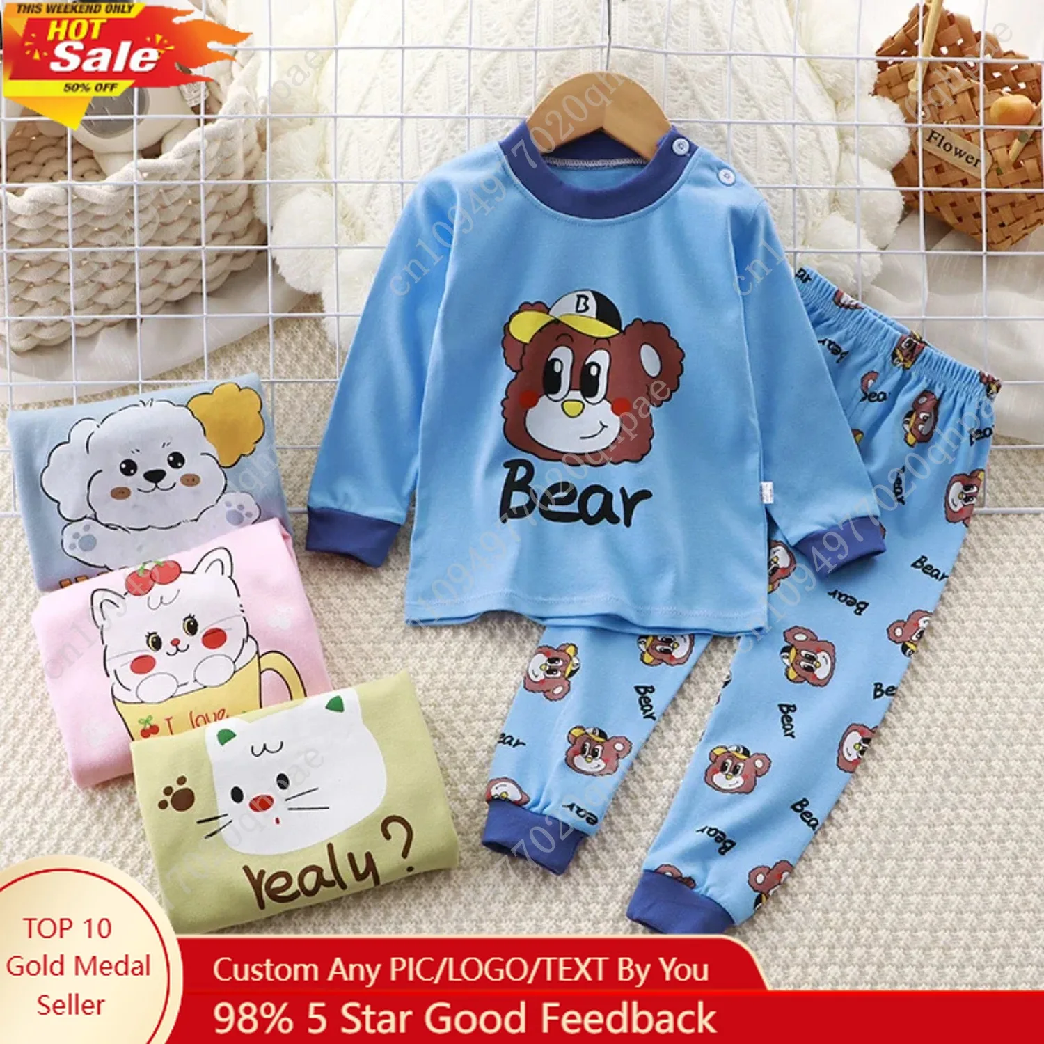 

Baby Fall Clothes Cartoon Animal Sleepwear Children Pajamas Sets Unisex Kids Autumn Clothing Durable Soft Warm Comfort