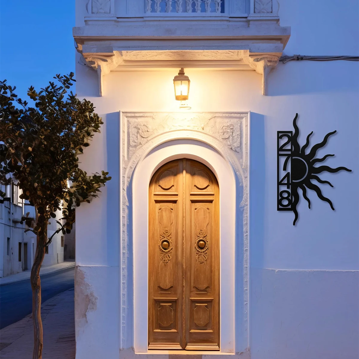 علامة عنوان الشمس المعدنية رقم العنوان علامة أرقام المنزل المعدني الشمس جدار الفن علامة عنوان مخصصة ديكور الباب الأمامي دوامة الشمس