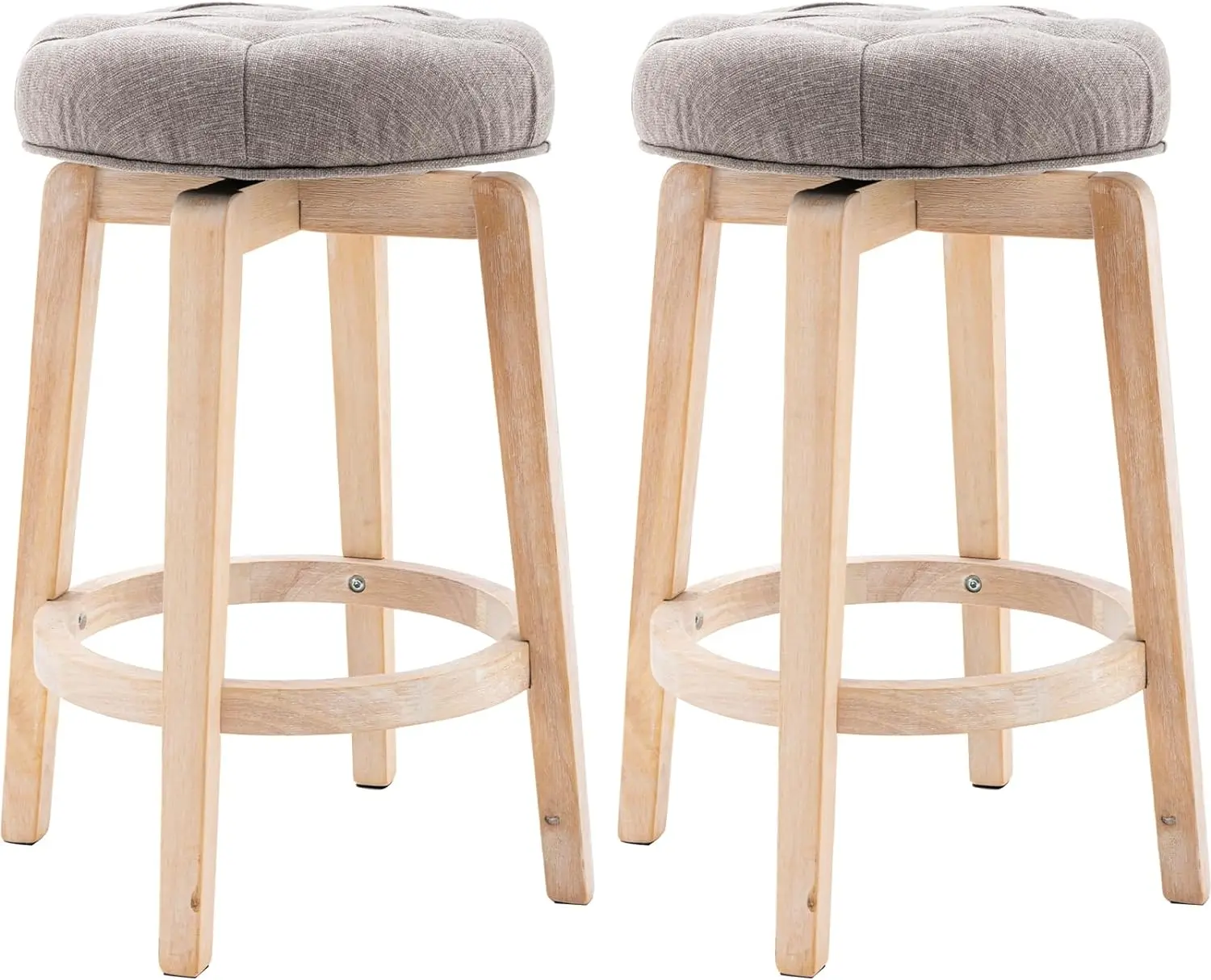 

Comfort Corner 26" Kitchen Stools Set of 2,Fabric Swivel Counter Bar Stools,Upholstered Distressed Barstools with Button Tufted