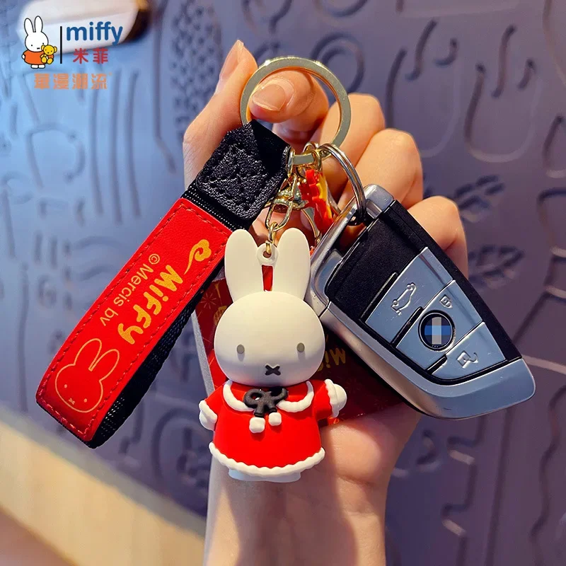 Edition Cartoon Blessing Joyful Celebration Miffy Rabbit Keychain Lovely Delicate Lovers Bag Pendant New Year\'s Gifts