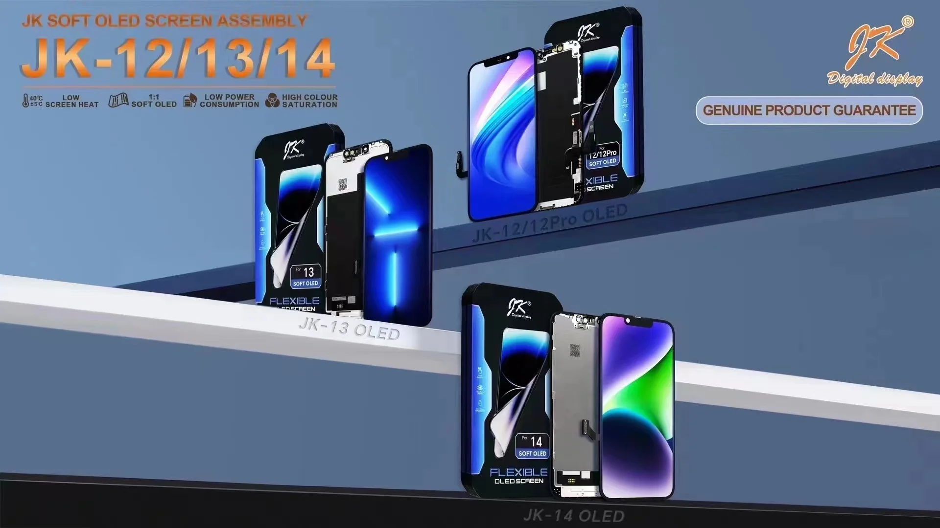 2 Stück JK Soft OLED für iPhone 14 13 12 Pro Display für 11 15 16 17 Pro Max XS Max 3D Touchscreen Digitizer Ersatz-Baugruppe – Detail 2