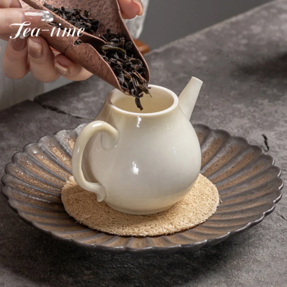 2pc/set Gilded Plum Blossom Pot Bearing Holder Coarse Pottery Dry Brew Table Tea Tray Refreshment Fruit Plate Tea Services Gift