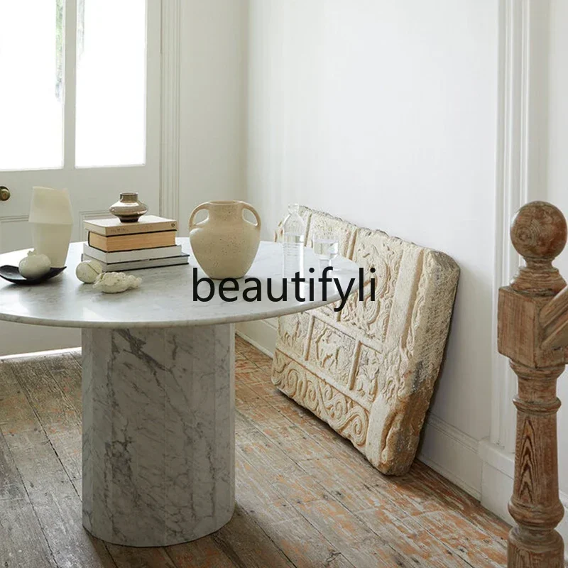 

A26 Nordic light luxury natural marble dining table Hotel B & B restaurant dining table, villa modern and simple a16