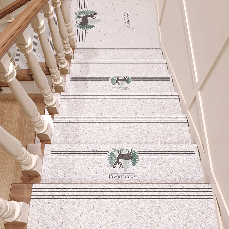 Stairs Mat Floor Mat Non-Slip Stair Step Mats Glue-Free Self-Adhesive Household Foot Mat Step-Type Erasable Carpet Washing