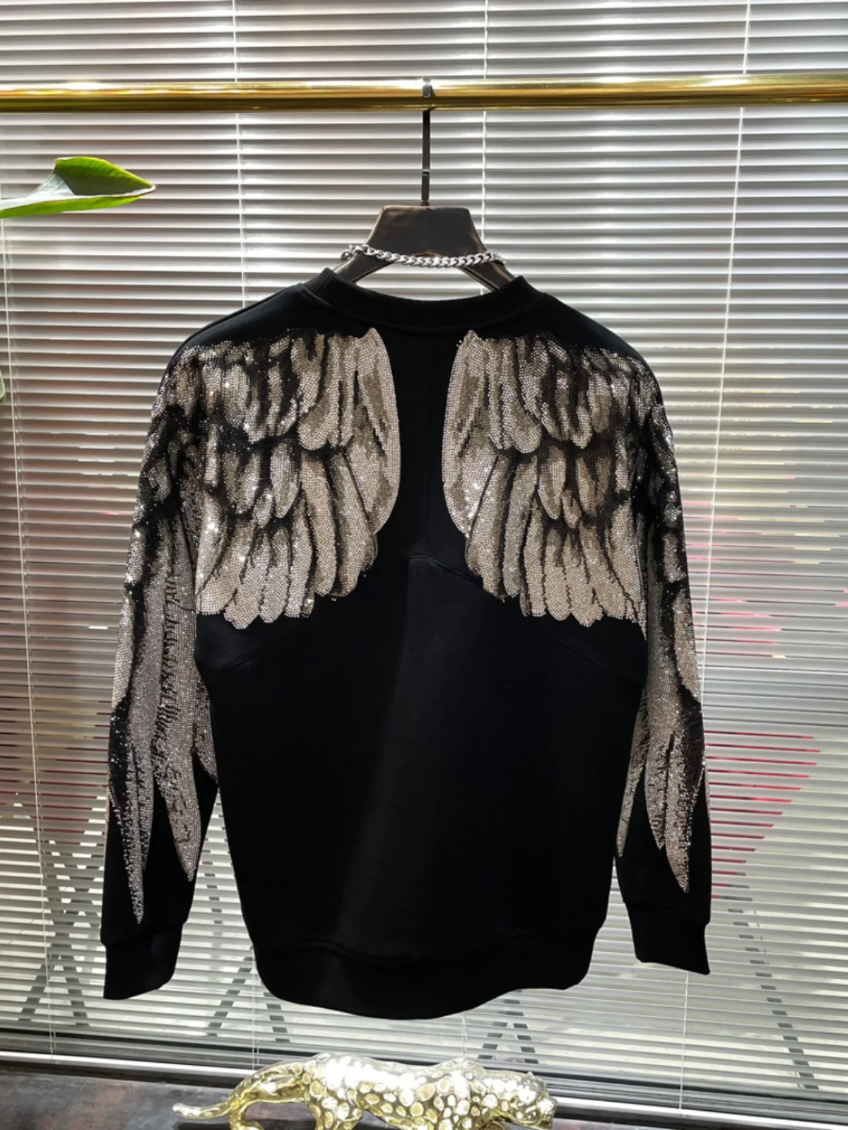 2025 New Fashion Trend Heavy Rhinestone Round Neck Sweatshirt Men 2025 Autumn Winter New Loose Casual Pullover Jacket