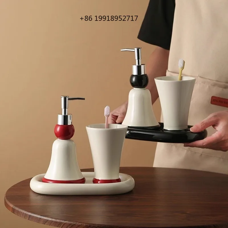 Modern Simple Toilet Ceramic lotion Bottle Split Bottle Mouthwash Cup Home Bathroom Wash Set