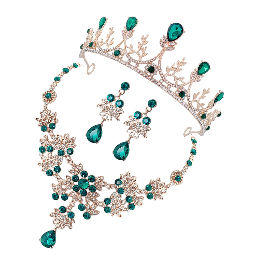 

Crown Necklace Earring Set Women Rhinestone Jewelry Wedding Jewellery for Earrings Accessory Jewelries Bride-to-be