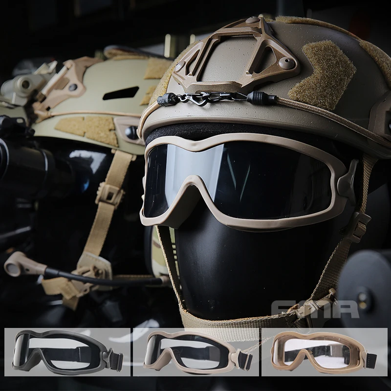 FMA Tactical Wind Goggles Single Layer / Double Layer Anti-Fog / High Strength Hardened Lenses