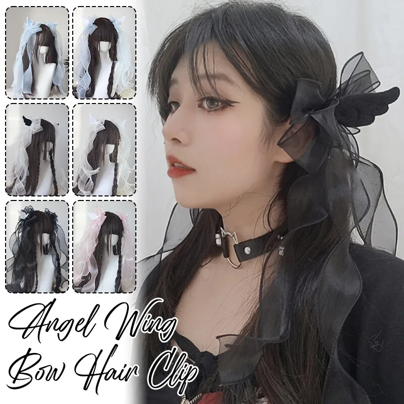 

Angel Wing Big Bow Hair Clip Girls Gothic Hairpin Barrettes Hair Ribbons Personality Party Performance Hairpin Hairwear