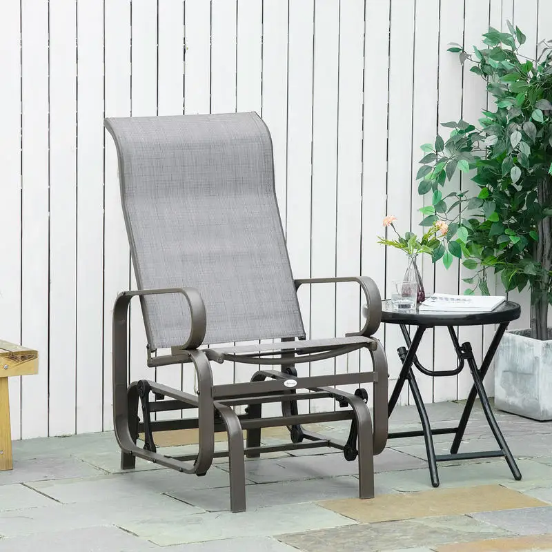 Immagine 4: Sedia a dondolo da giardino in metallo per terrazza e balcone, in Textilene