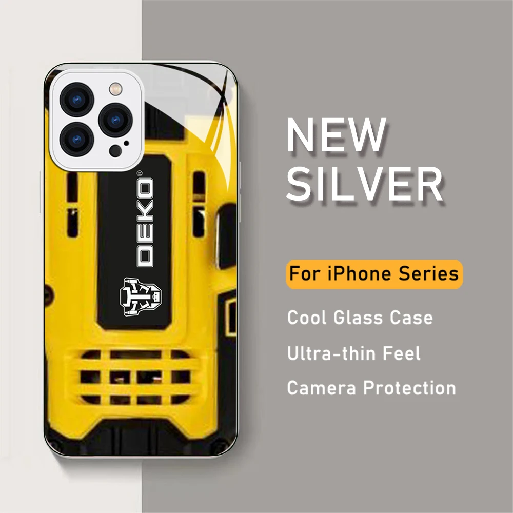 T-Toolbox Deko TOLLS Metallic-Color Phone Case For iPhone 14 13 12 Mini 11 Pro Max X XS XR 7 8 SE 2020 Plus Glass Hard Cover