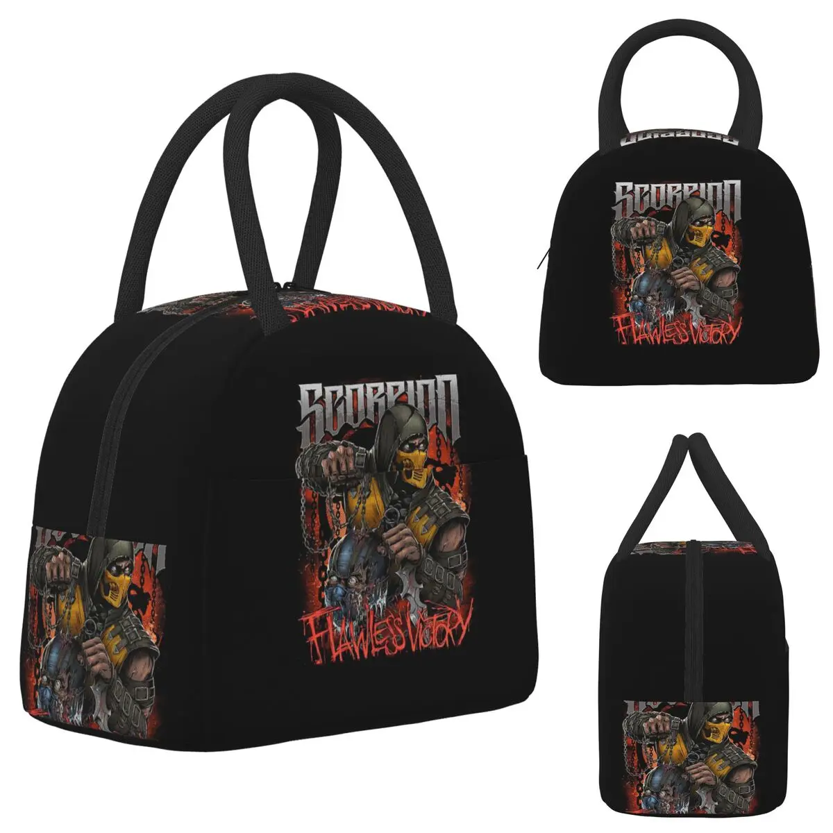 Bolsa térmica com logotipo Mortal Kombat para crianças, lancheira escolar, caixa térmica para alimentos, recipiente portátil para lancheira