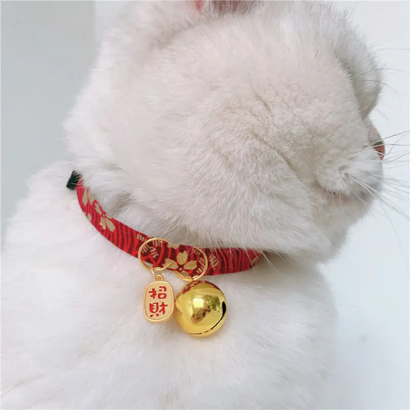 Silent Bells Cat Collars New Year Cat Collars With Auspicious Tags Easy Breakaway Collars With Muted Bells